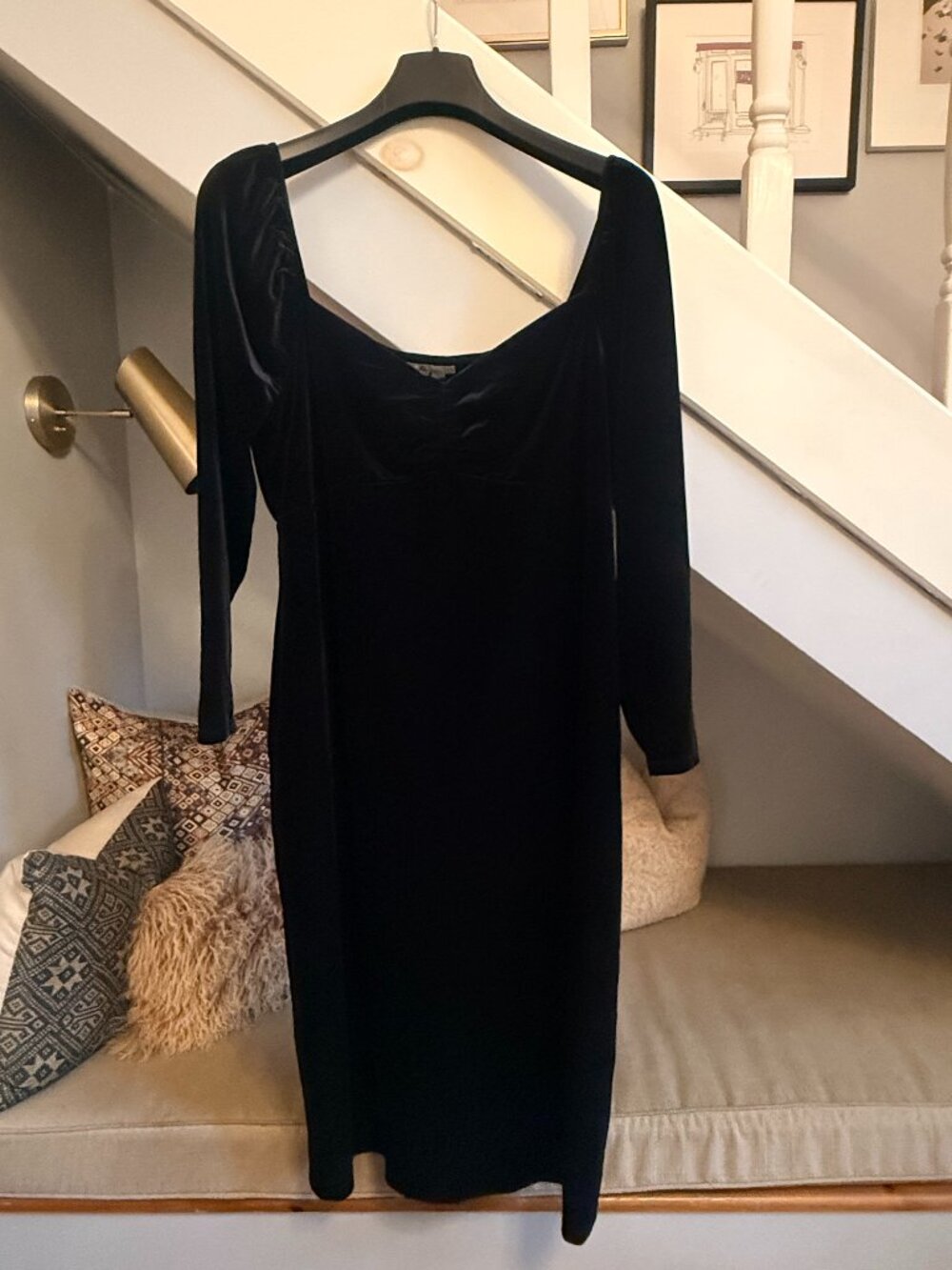 Boden Velvet Jersey Sweetheart Dress (Black, US20-22R)